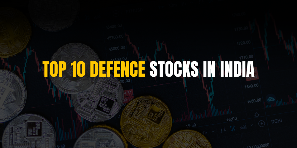 Chart showing top 10 defence stocks in India for long-term investment, including best defence stocks, PSU stocks, small-cap defence stocks, and stocks listed on NSE with share prices